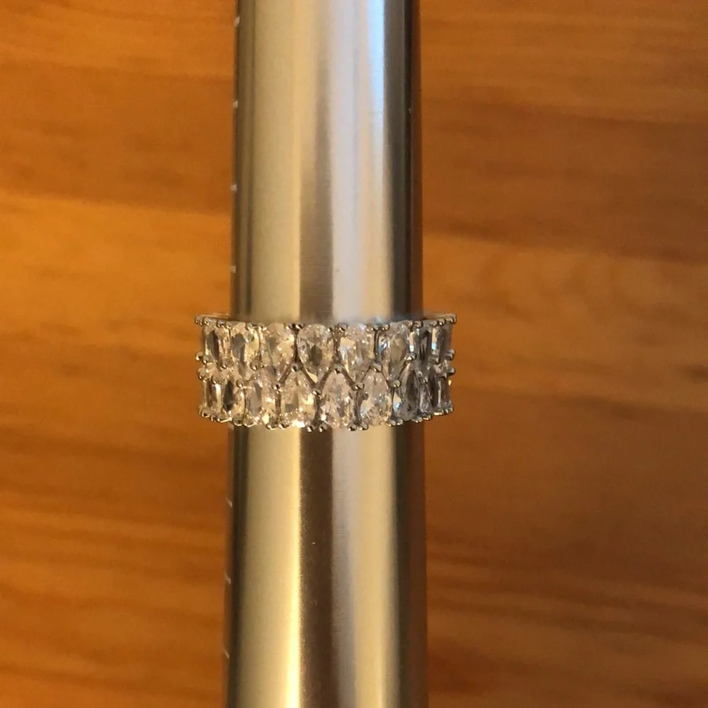 18K Gold Sparkly Cubic Zirconia Eternity Ring